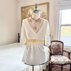 Y2K white empire waist blouse Maurice's size medium